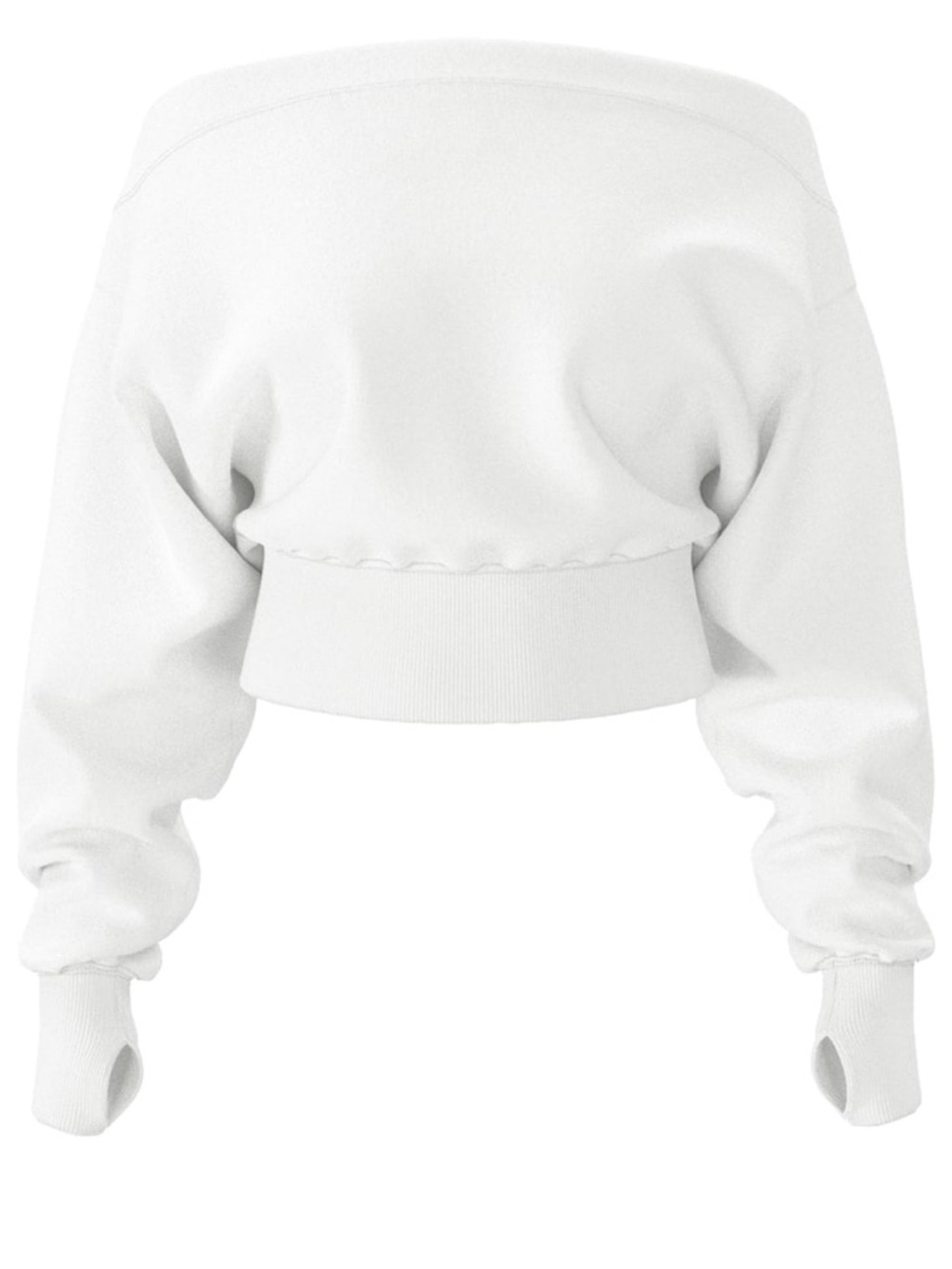 Garage White Off-the-Shoulder Cropped Sweater